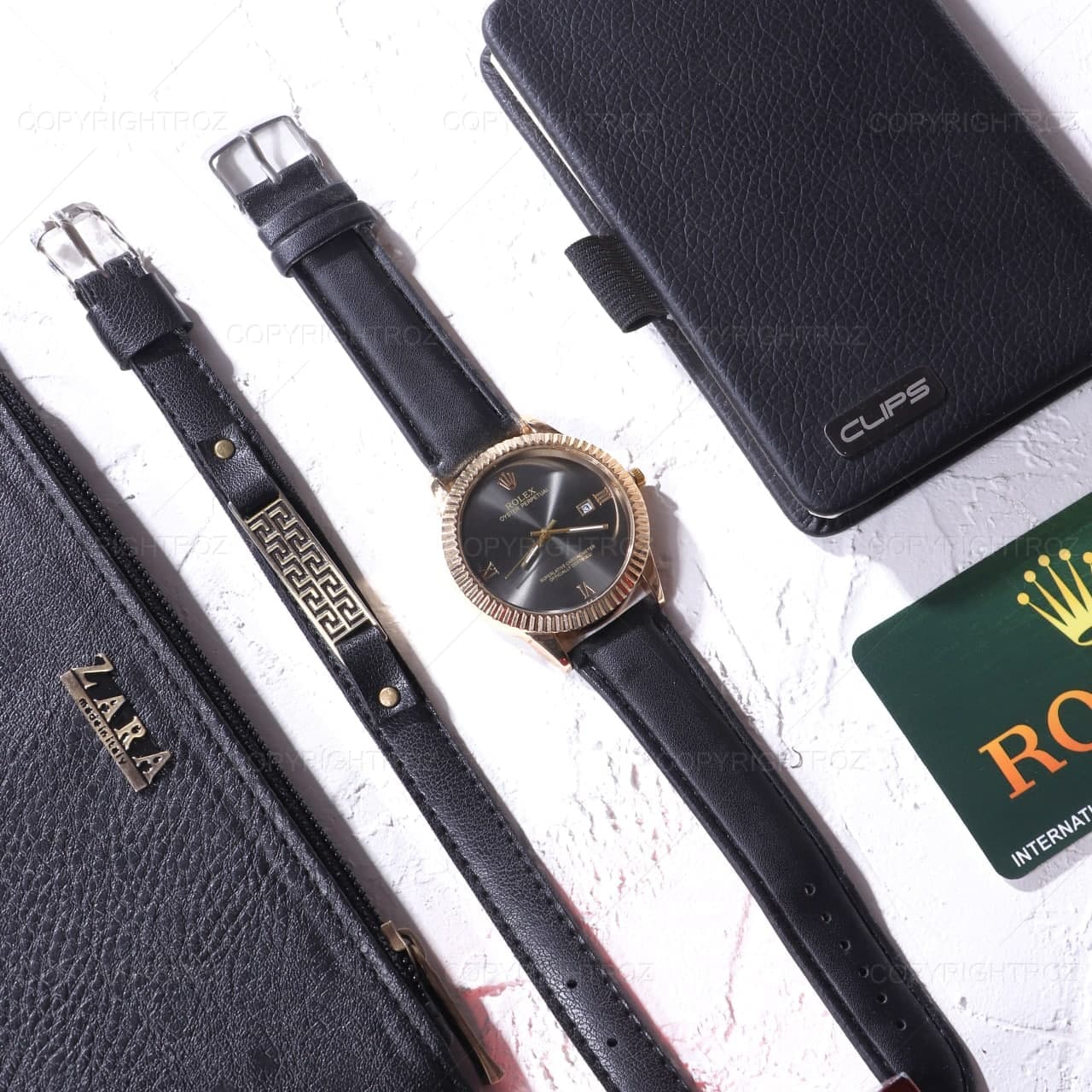 ست ساعت مچی و دستبند مردانه رولکس Rolex مدل 516 — تصویر ۳