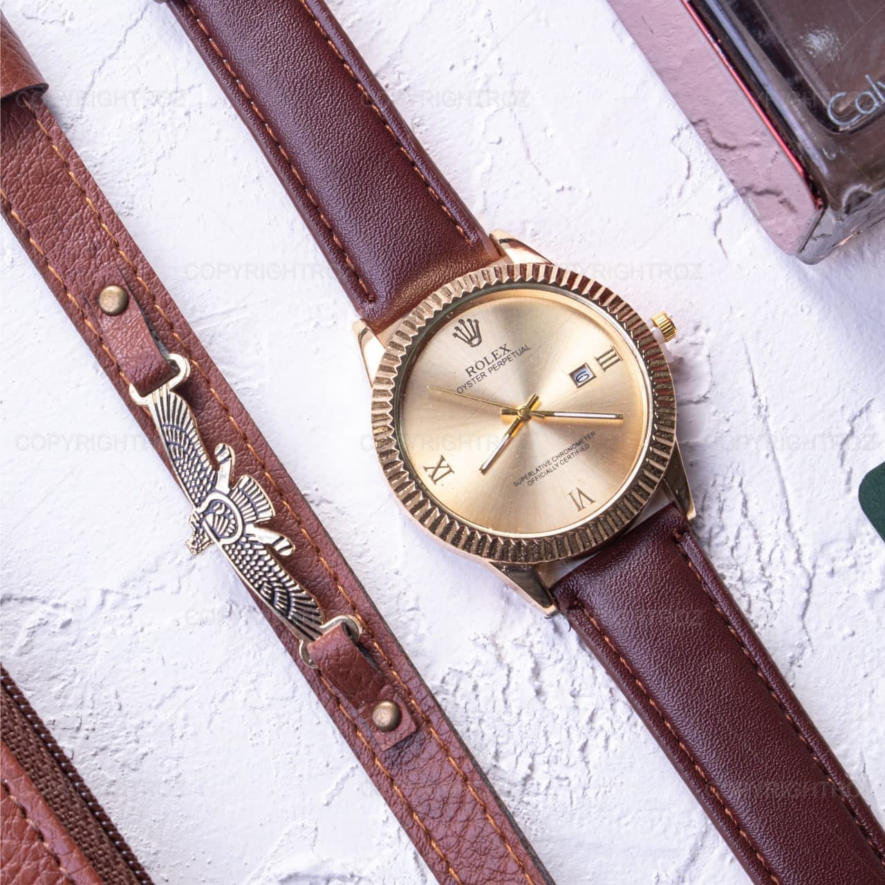 ست ساعت مچی و دستبند مردانه رولکس Rolex مدل 513 — تصویر ۸