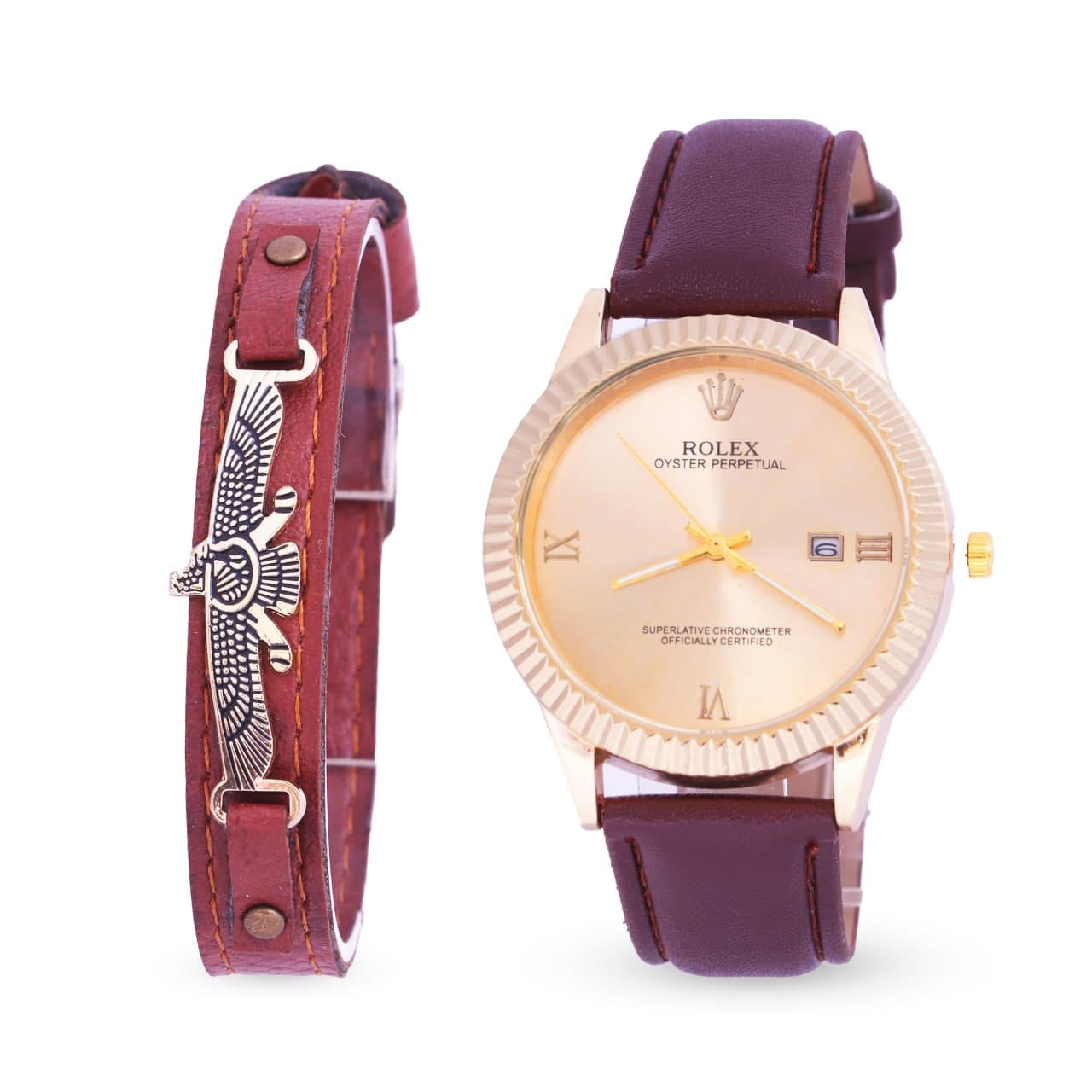 ست ساعت مچی و دستبند مردانه رولکس Rolex مدل 513