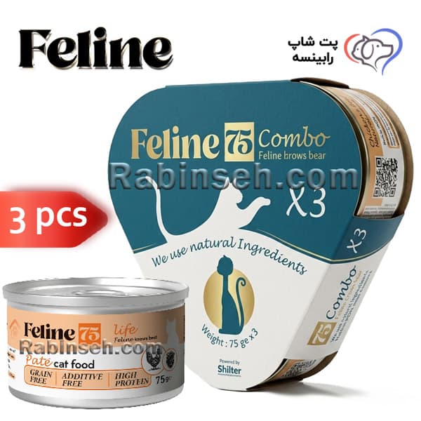 کنسرو گربه فیلاین کامبو مرغ و دل مرغ پته بسته 3 عددی