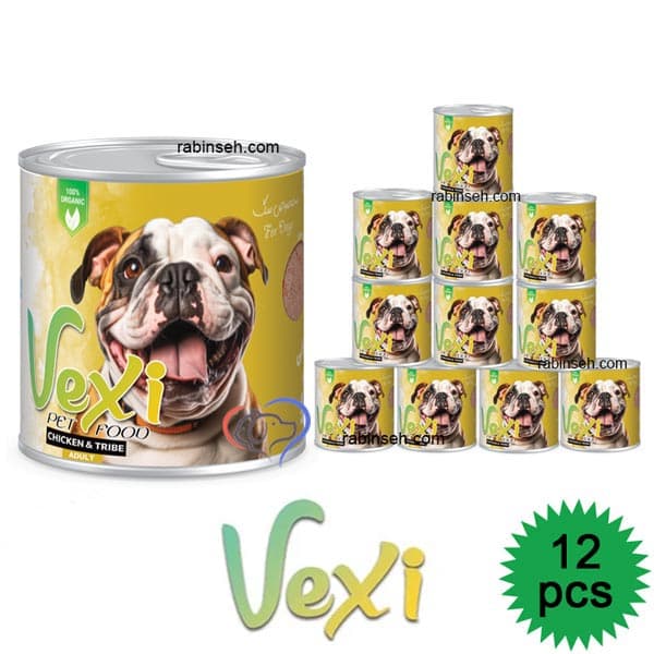کنسرو پته ای سگ وکسی مرغ و سیرابی 400 گرمی در بسته 12 عددی