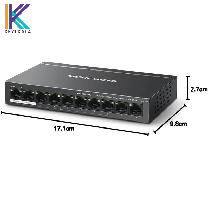 سوئیچ 10 پورت PoE مرکوسیس MS110P — تصویر ۳