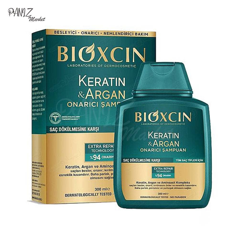 شامپو ترمیم کننده مو بیوکسین BIOXCIN مدل Keratin & Argan
