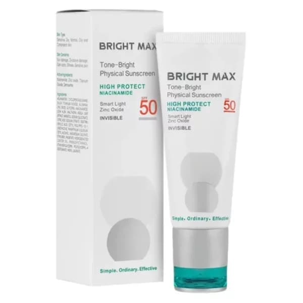 ضد آفتاب فیزیکال بی رنگ برایت مکس مدل Tone Bright با SPF 50 حجم 40 میلی لیتر — تصویر ۲