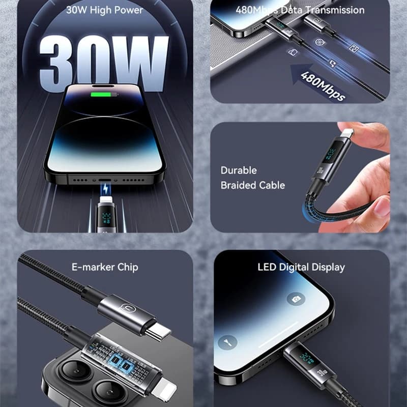 کابل تبدیل 30 وات USB-C به لایتنینگ یوسمز مدل SJ672 طول 1.2 متر — تصویر ۵