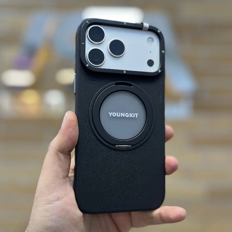 کاور YOUNGKIT مدل Leather 360 Rotation Ring Stand Case Magsafe مناسب برای iPhone 17 ProMax — تصویر ۸