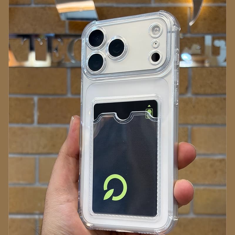 کاور شفاف ایربگ دار به همراه جاکارتی و محافظ لنز مناسب برای Apple iPhone 17 Pro — تصویر ۱۲