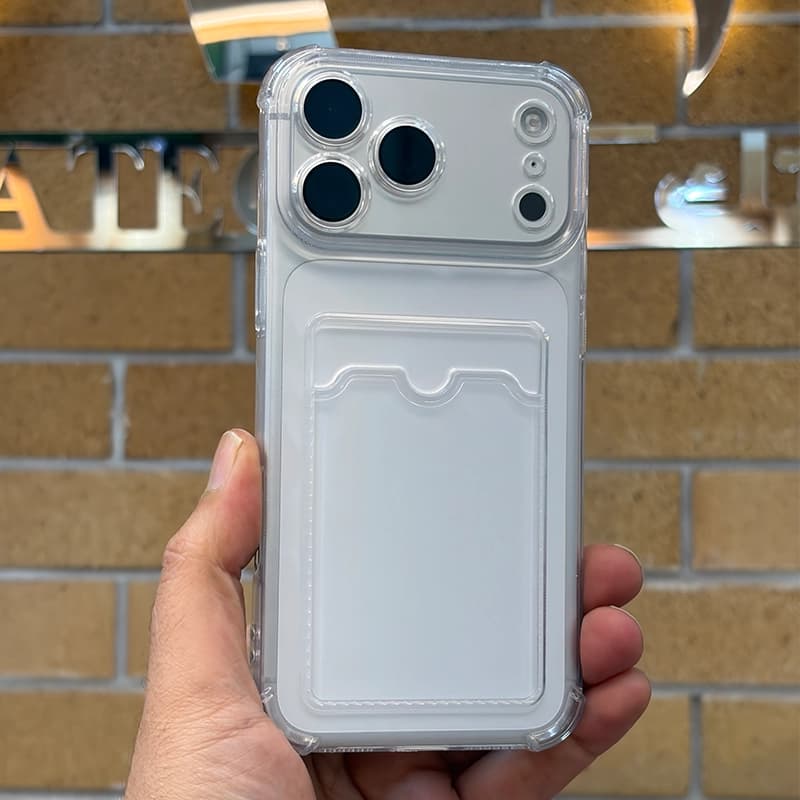 کاور شفاف ایربگ دار به همراه جاکارتی و محافظ لنز مناسب برای Apple iPhone 17 Pro — تصویر ۵
