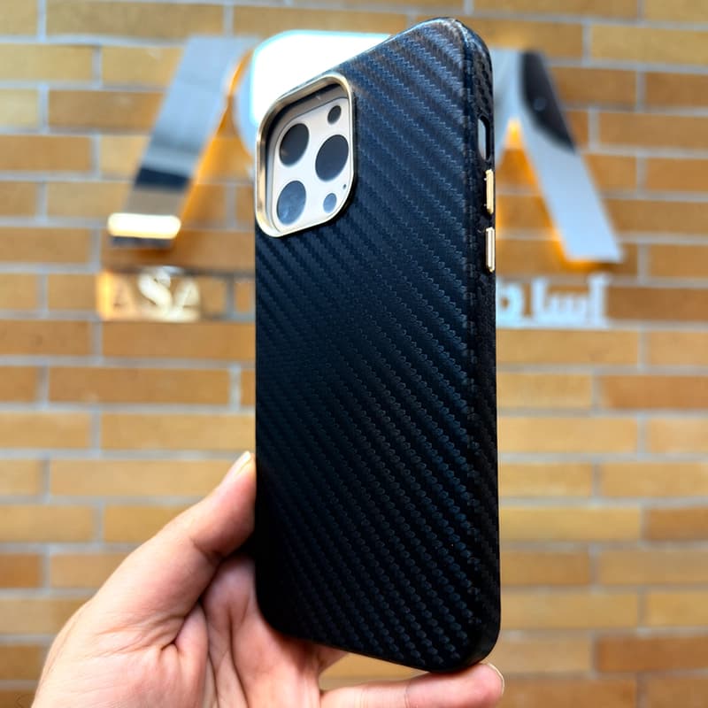 کاور چرمی طرح کربن HOJAR مناسب برای گوشی موبایل iPhone 13 ProMax — تصویر ۹