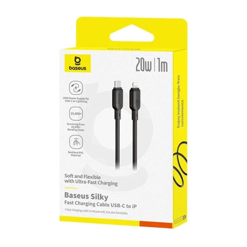 کابل شارژ سریع USB-C به Lightning بیسوس مدل Silky 20W طول 1m — تصویر ۶