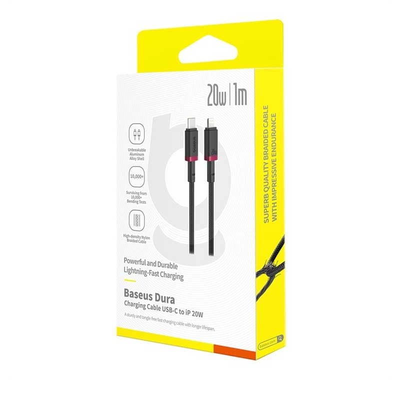 کابل شارژ سریع USB-C به Lightning بیسوس مدل Dura Series PD 20W طول 1m — تصویر ۴