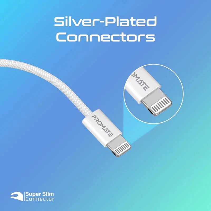 کابل تبدیل 27 وات USB-C به لایتنینگ پرومیت مدل ECOLINE-CI120 طول 1.2 متر — تصویر ۵