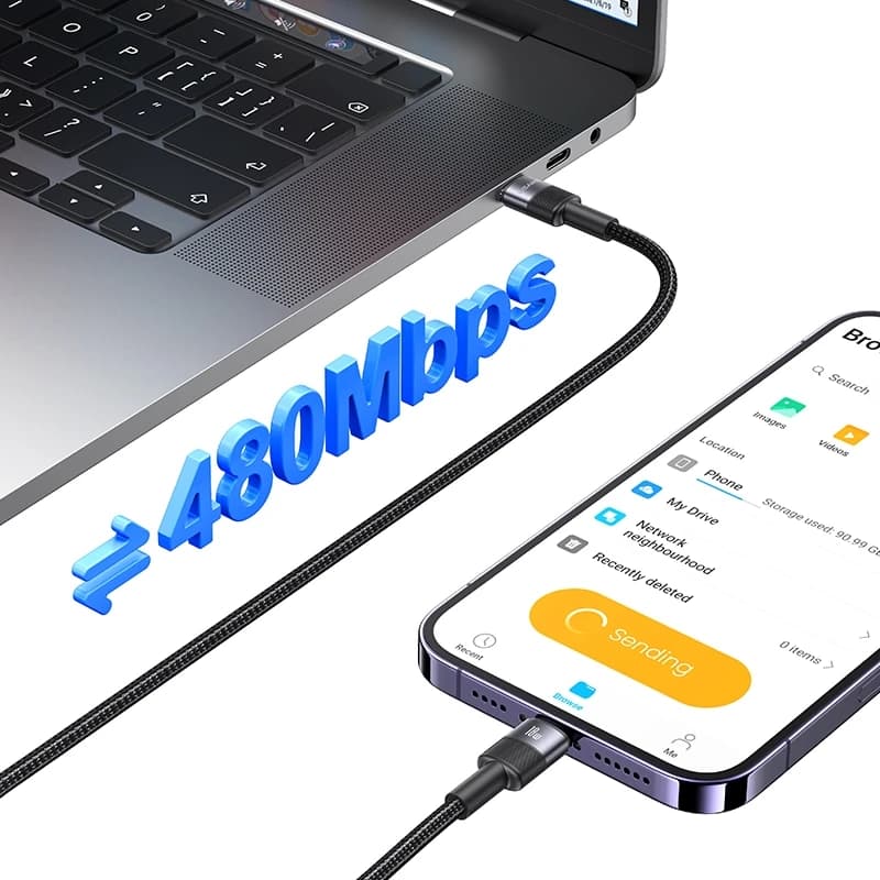 کابل تبدیل 30 وات USB-C به لایتنینگ یوسمز مدل SJ729 طول 1.2 متر — تصویر ۳