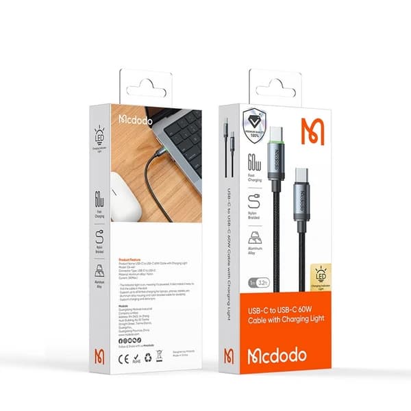 کابل تبدیل Type-C به Type-C مک دودو مدل Mcdodo CA-441 توان 60 وات طول 1 متر — تصویر ۷