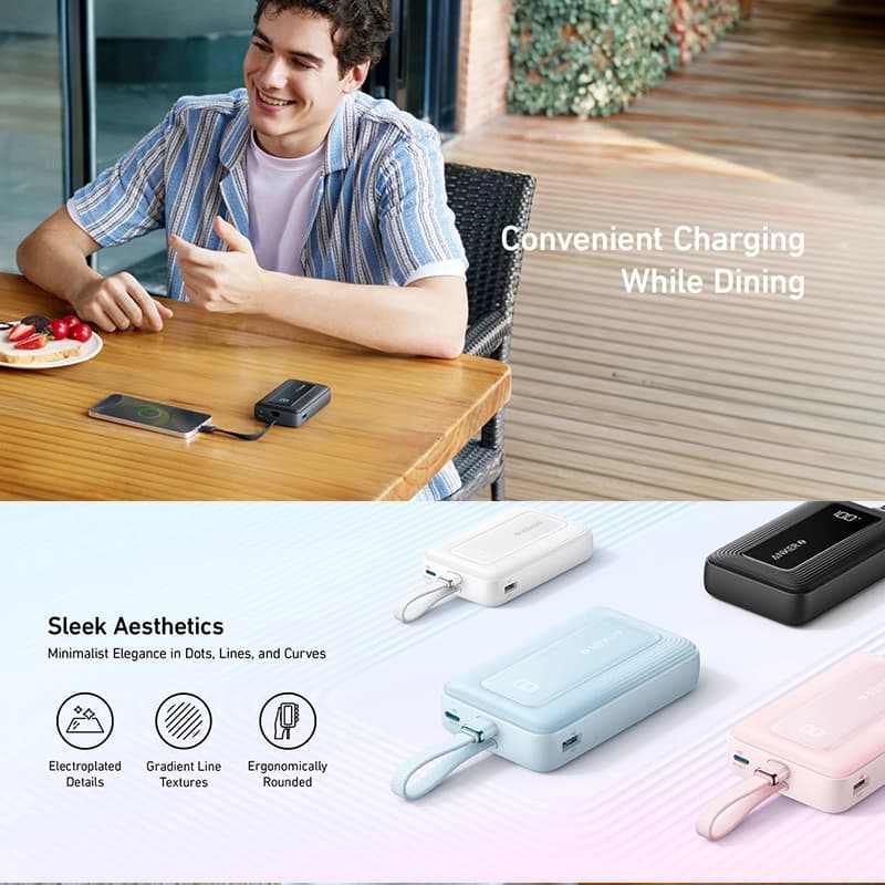پاوربانک انکر مدل Zolo A1689 ظرفیت 20000 میلی آمپر ساعت به همراه کابل USB Type-C — تصویر ۱۱