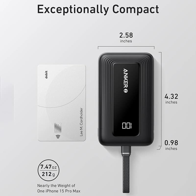 پاوربانک انکر مدل Zolo A1689 ظرفیت 20000 میلی آمپر ساعت به همراه کابل USB Type-C — تصویر ۵