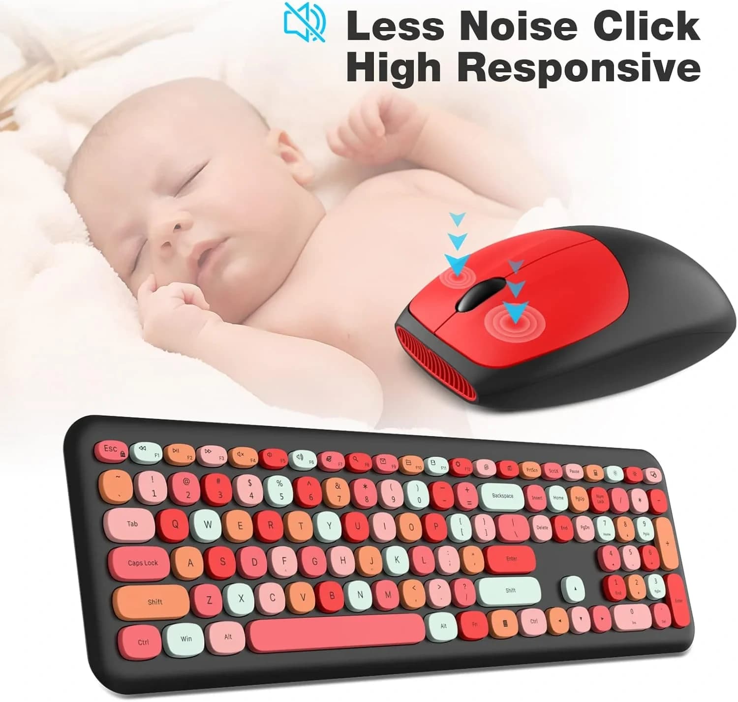کیبورد و ماوس بی‌سیم مافی MOFII 666 Black Red — تصویر ۱۱