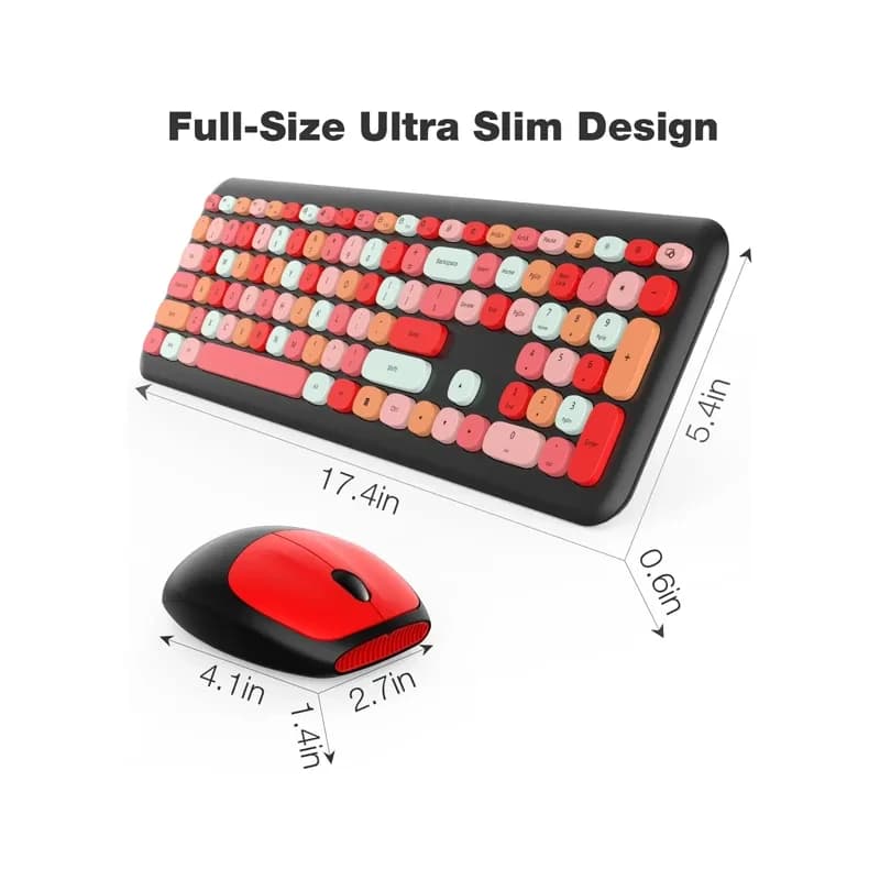 کیبورد و ماوس بی‌سیم مافی MOFII 666 Black Red — تصویر ۵