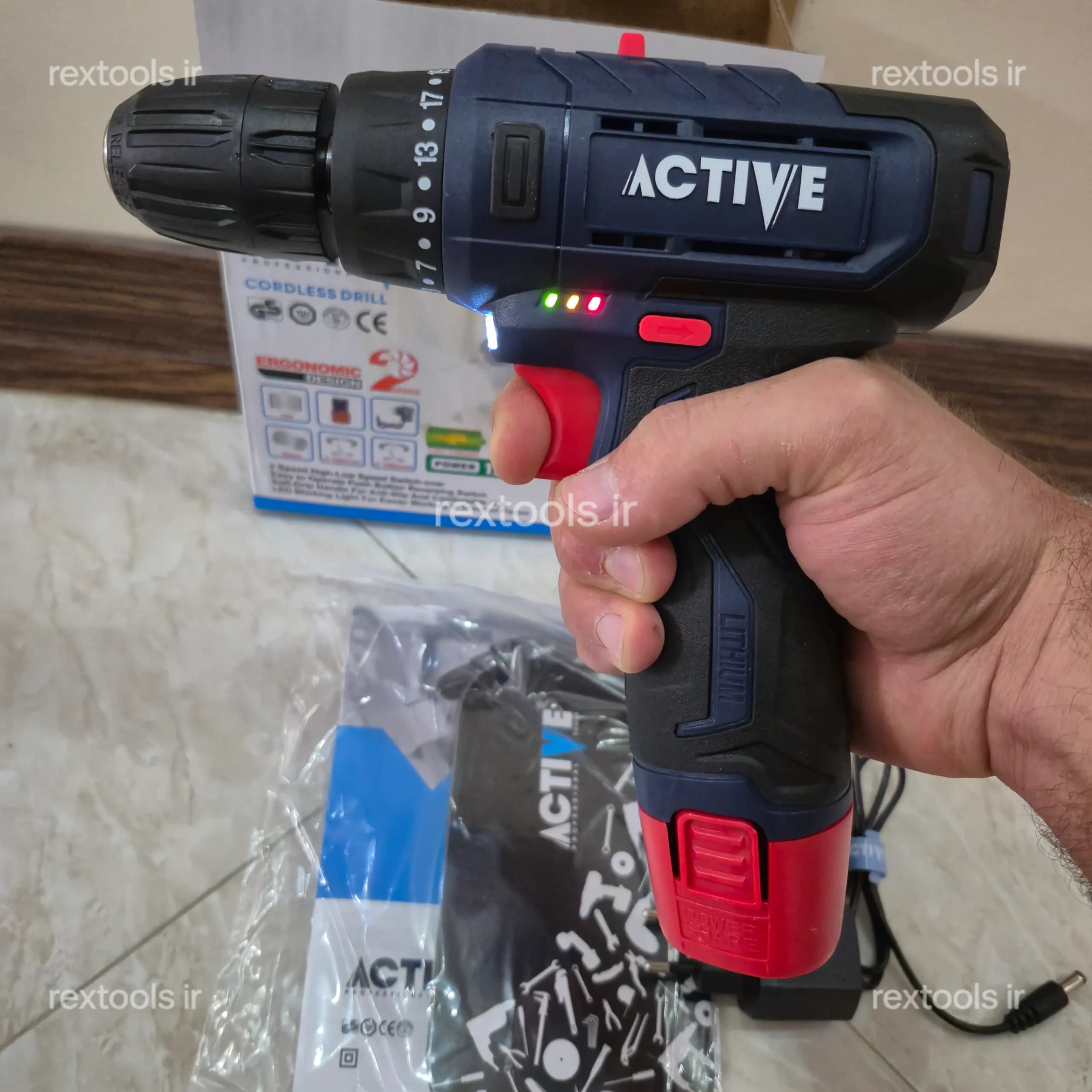 دریل پیچ گوشتی شارژی اکتیو 12 ولت مدل AC-3232 — تصویر ۸