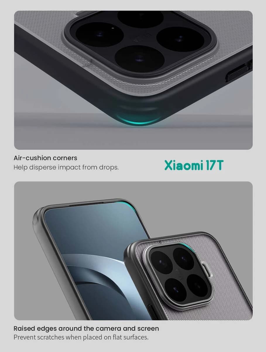 قاب ضدضربه دودی Xiaomi 17T مارک نیلکین مدل Super Frosted Shield Pro Clear — تصویر ۵