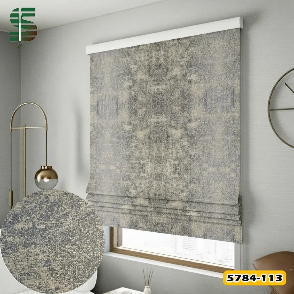 پرده شید رومن کد 5784 طرح پتینه در 4 رنگ — تصویر ۳