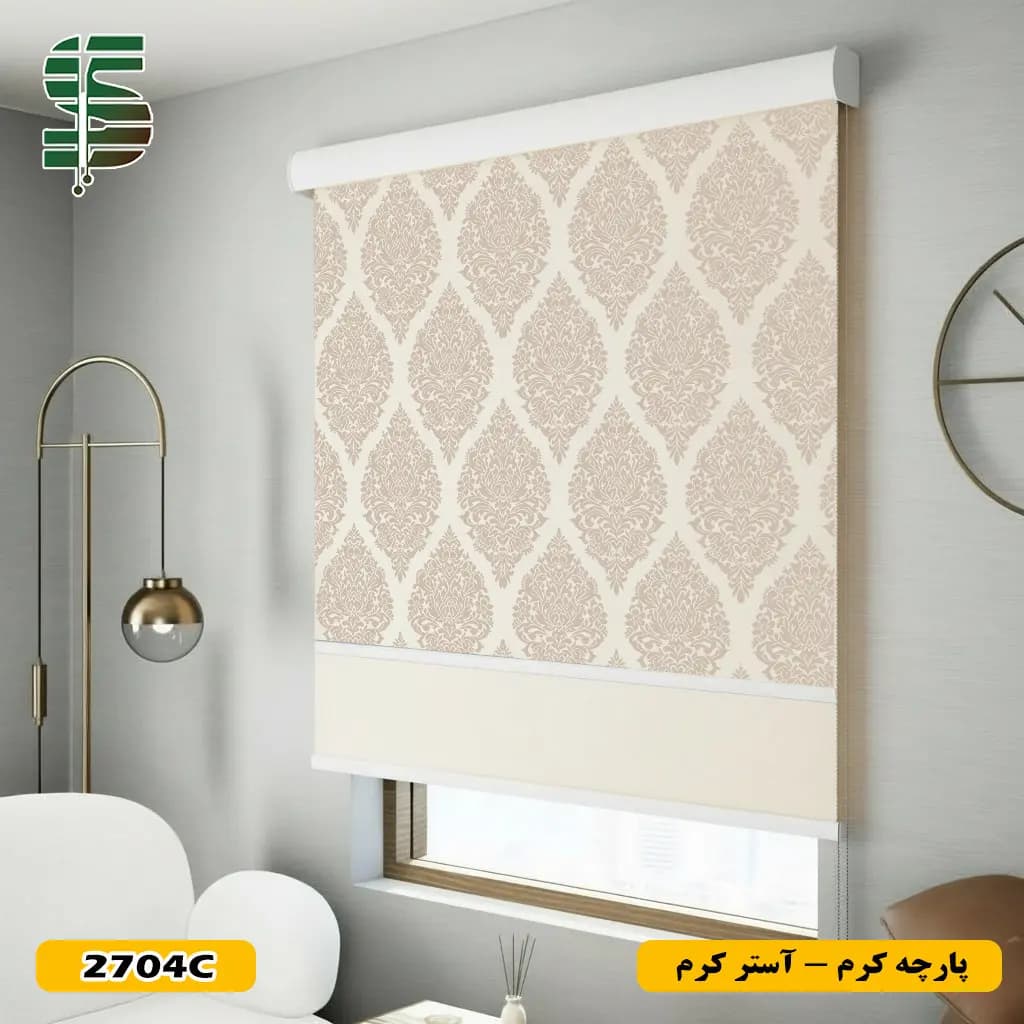 پرده شب و روز طرح گل کلاسیک کد 2704 در 2 رنگ — تصویر ۲