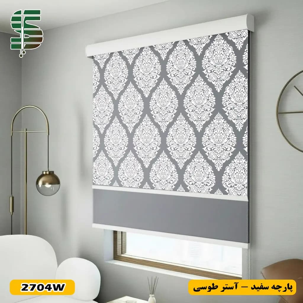 پرده شب و روز طرح گل کلاسیک کد 2704 در 2 رنگ — تصویر ۶