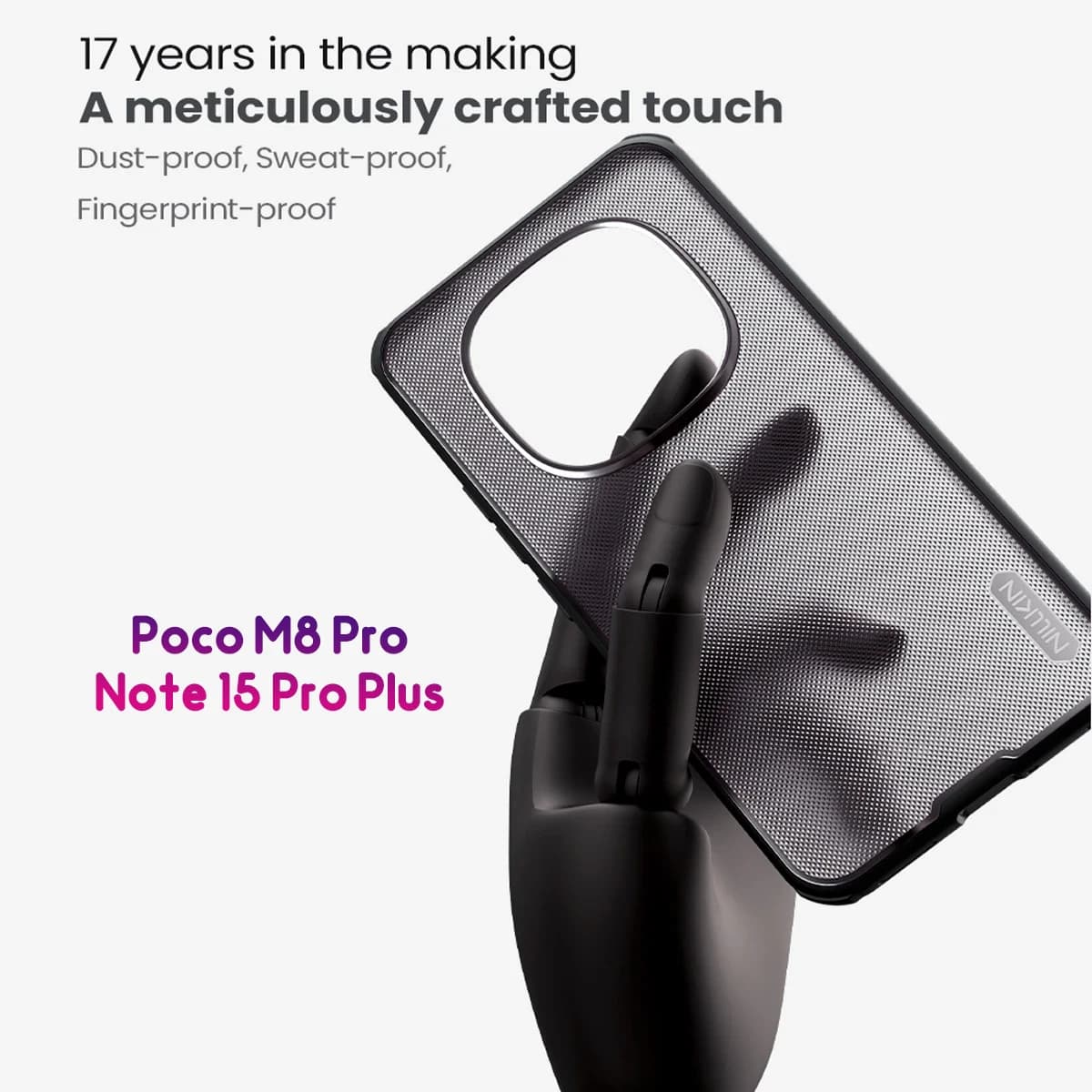 قاب ضدضربه دودی Poco M8 Pro مارک نیلکین مدل Super Frosted Shield Pro Clear — تصویر ۸