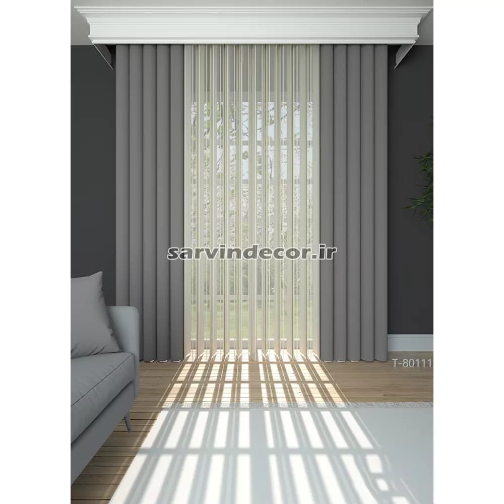 پرده ورتیکال ساده سفید طوسی کد S002 — تصویر ۲