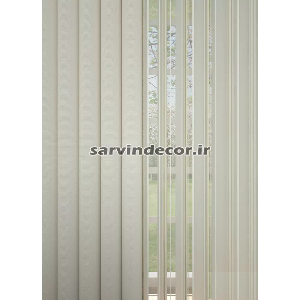 پرده ورتیکال ساده شیری سفید کد S001 — تصویر ۳