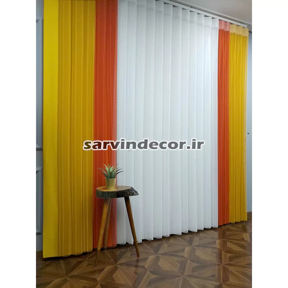 پرده ورتیکال خط دار زرد نارنجی کد DK005