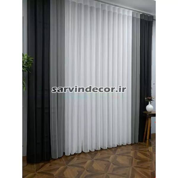 پرده ورتیکال خط دار طوسی مشکی کد DK002