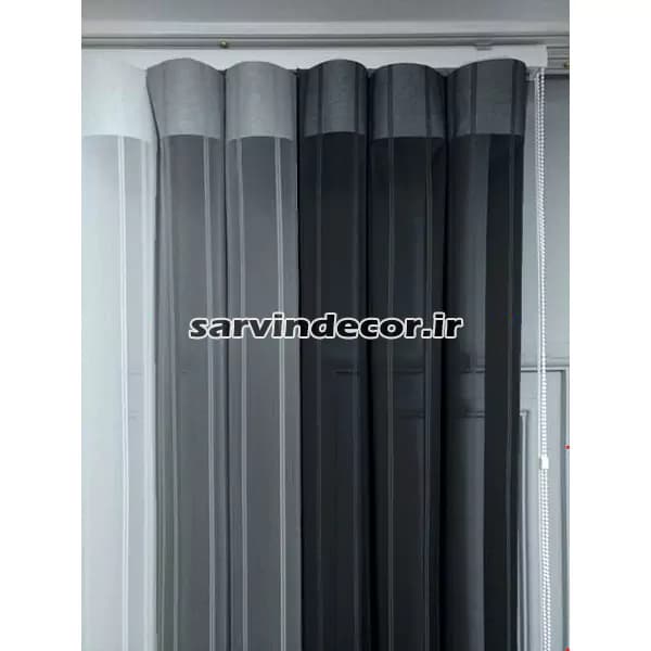 پرده ورتیکال خط دار طوسی مشکی کد DK002 — تصویر ۳