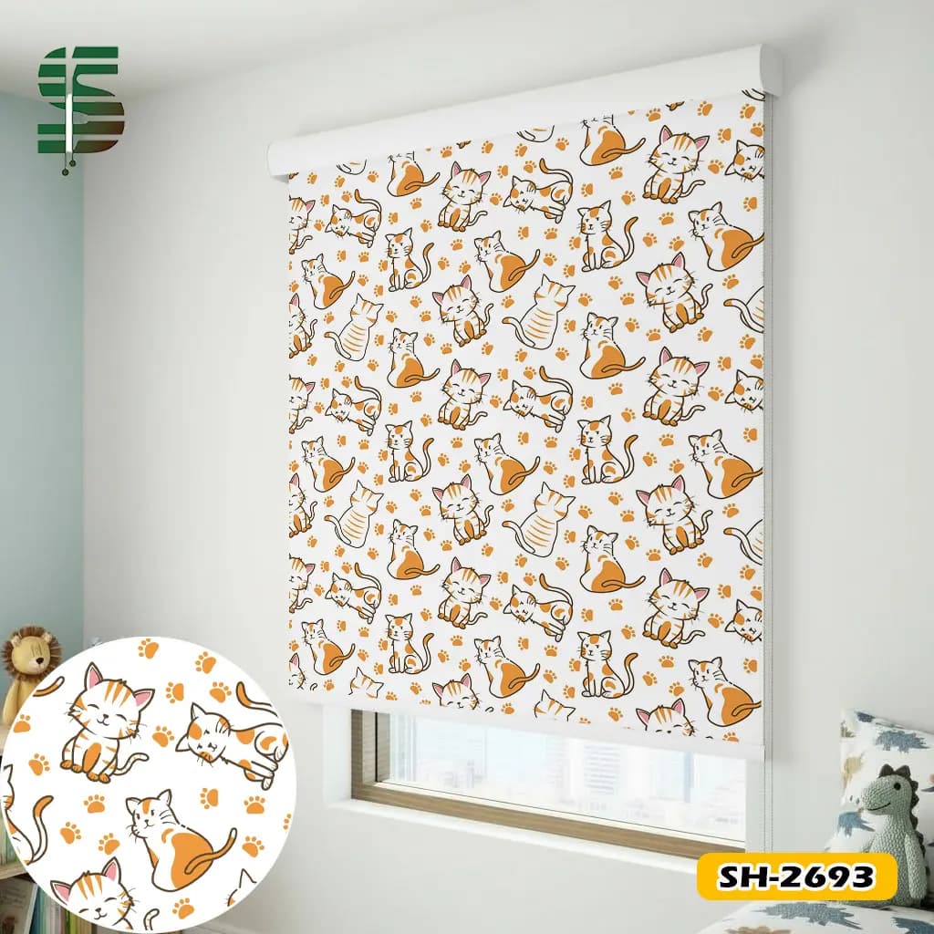 پرده شید کودک طرح گربه کد SH-2696