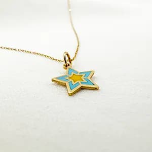 گردنبند طلا 18 عیار سوزیانا مدل ستاره آبی مینا