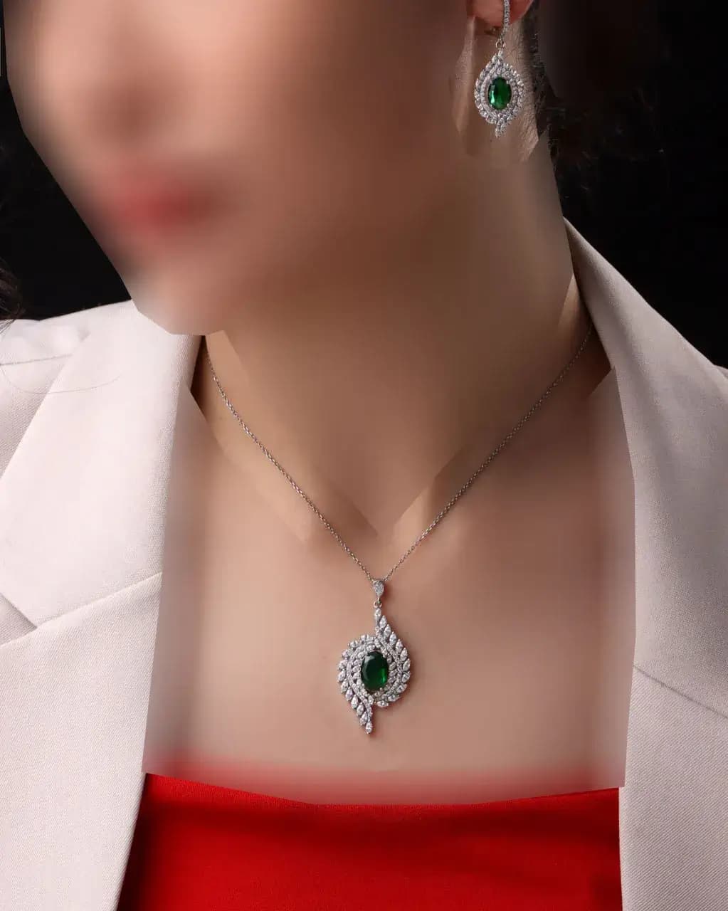 نیم ست نقره زنانه جی تی ای طرح جی نایس (بدون زنجیر) کد sv-227