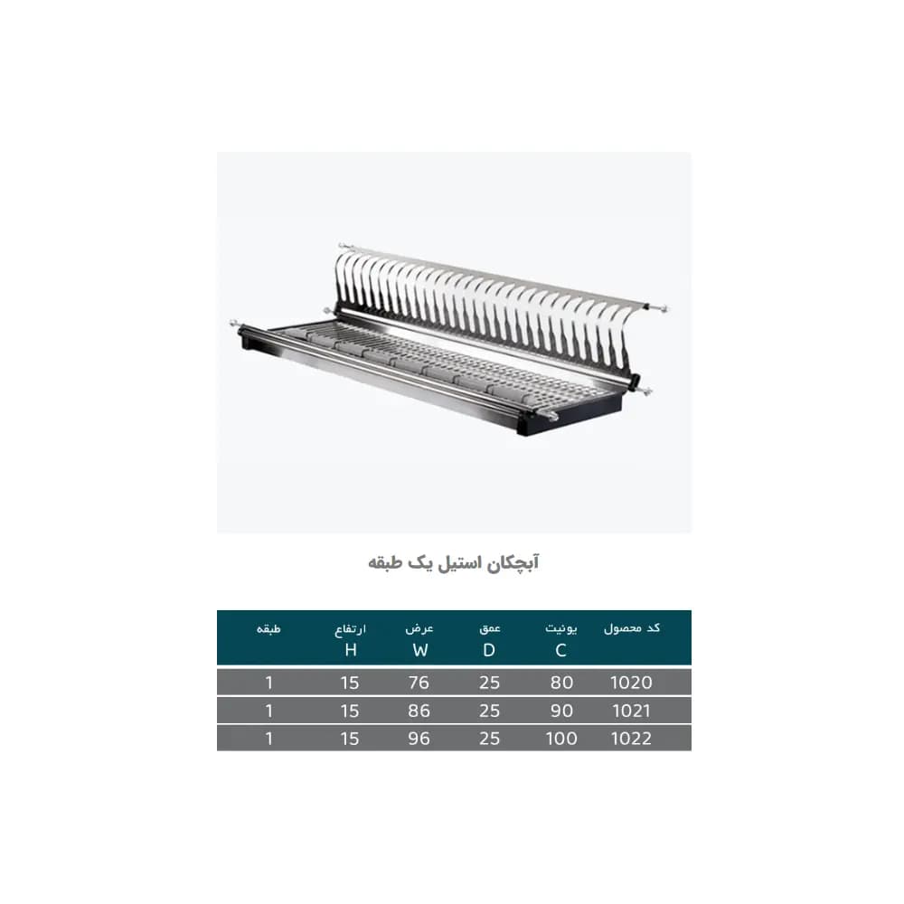 آبچکان استیل یک طبقه (سینی دار) پلاتین — تصویر ۱۰