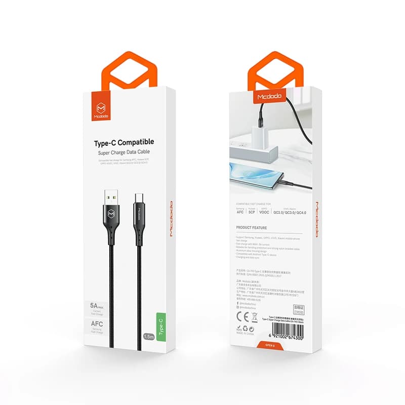 کابل شارژ USB به تایپ سی 1.5 متری مک دودو مدل Mcdodo 7430 — تصویر ۳