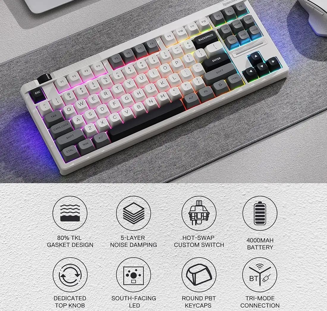 کیبورد بی سیم مکانیکال گیمینگ ردراگون K729 Otiim PRO WGB RGB — تصویر ۲