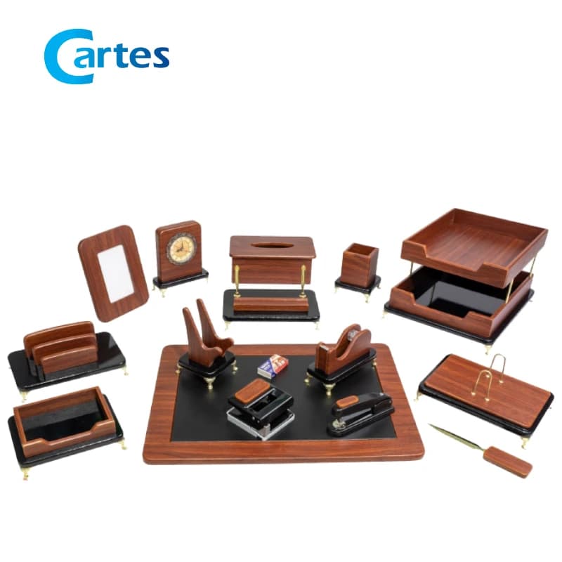 ست رومیزی مدیریتی 17 پارچه لاکچری کد 317p قهوه ای — تصویر ۲