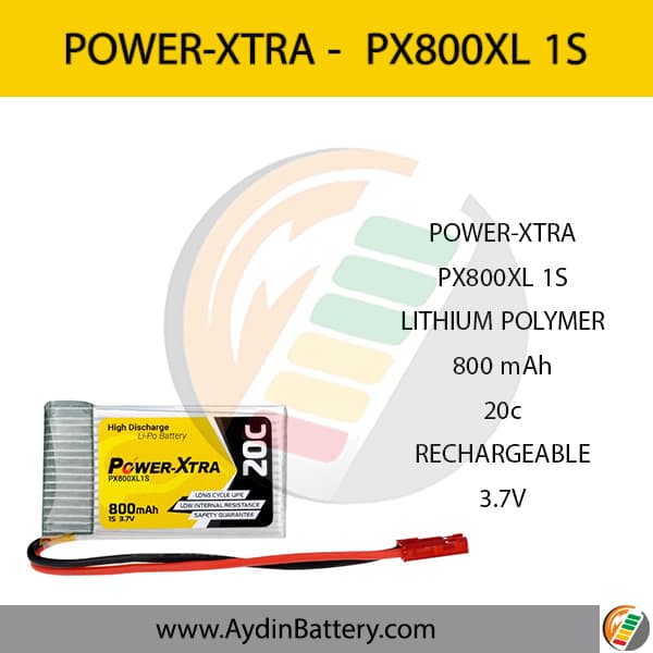باتری قابل شارژ لیتیوم پلیمری پاوراکسترا PX800XL _ 800mAh