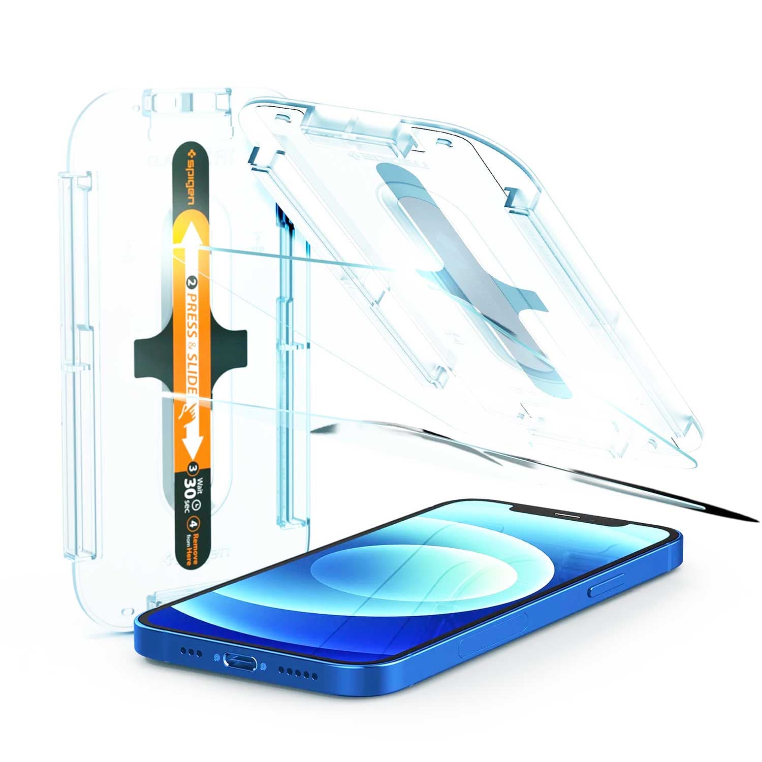 محافظ صفحه نمایش گوشی موبایل اسپیگن مدل Spigen GLAS.tR EZ Fit مخصوص گوشی موبایل اپل iPhone 12 — تصویر ۳