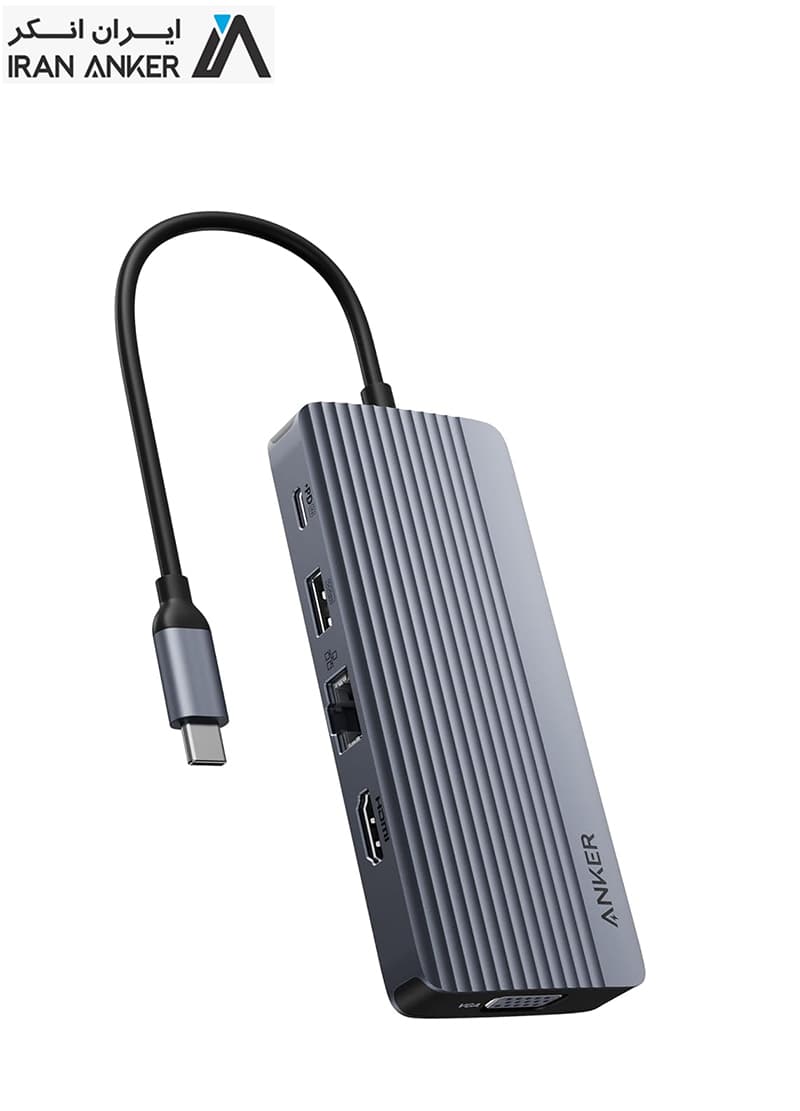 هاب انتقال اطلاعات 10 پورت انکر Anker USB-C Hub 10-in-1 Dual Display مدل A83C2