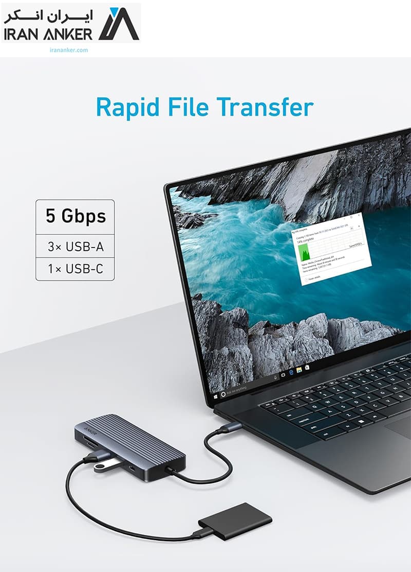 هاب انتقال اطلاعات 10 پورت انکر Anker USB-C Hub 10-in-1 Dual Display مدل A83C2 — تصویر ۷