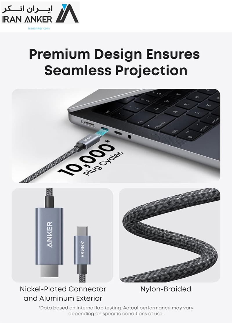 کابل تبدیل تایپ سی انکر Anker USB-C TO HDMI Cable 4K 60Hz مدل A87E0 — تصویر ۱۱