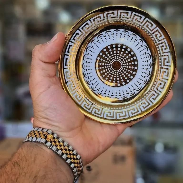 نعلبکی چینی گلد مدل ورساچه بسته 6 عددی — تصویر ۸