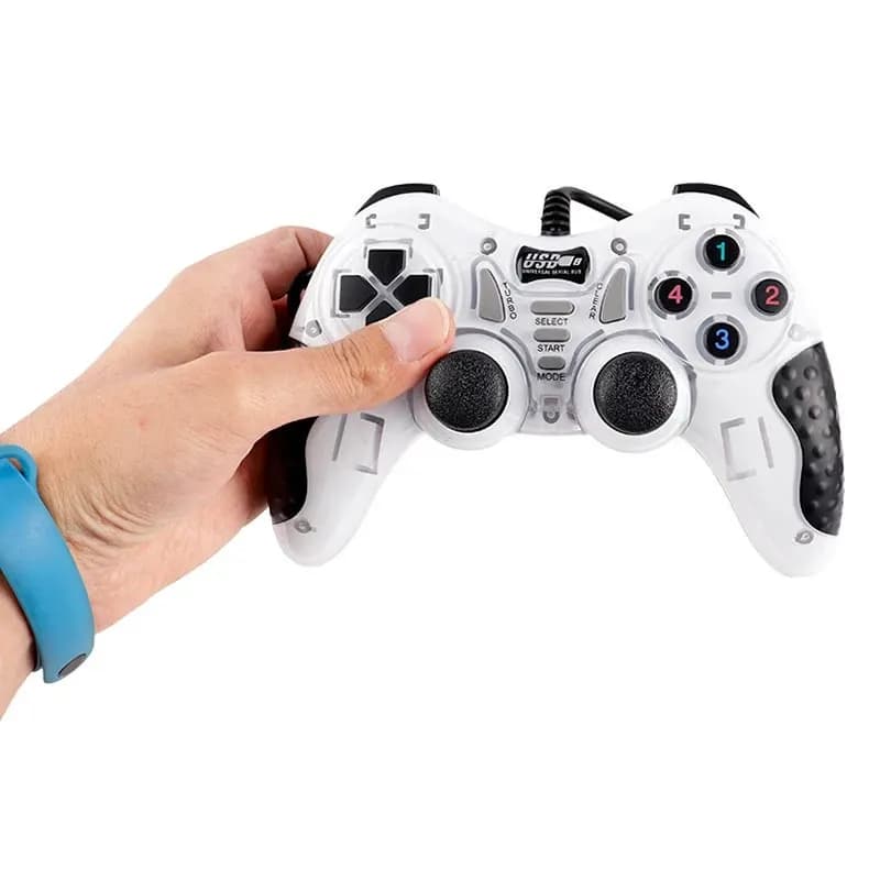 دسته بازی سیم دار دوبل شوکدار حرفه ای مدل USB-606 – سفید — تصویر ۵