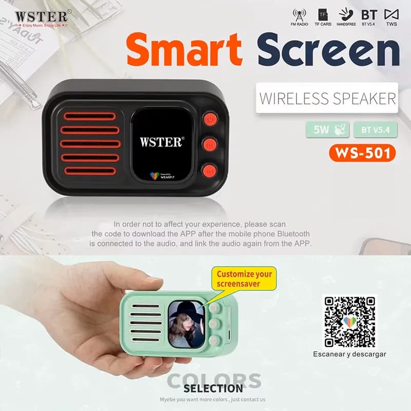 اسپیکر بلوتوثی قابل حمل وستر مدل Wster WS-501 – مشکی — تصویر ۲