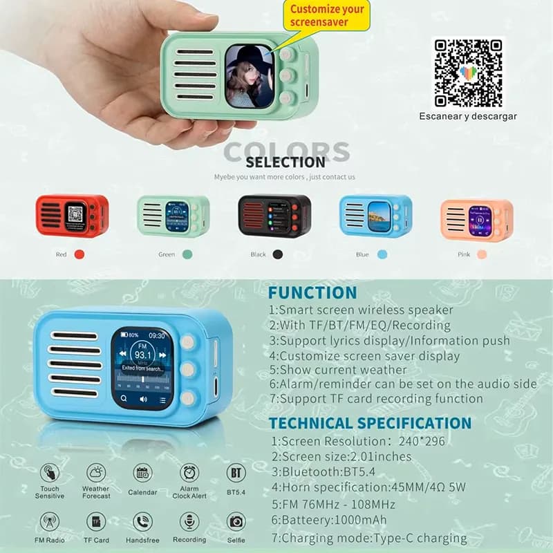اسپیکر بلوتوثی قابل حمل وستر مدل Wster WS-501 – سبز — تصویر ۳