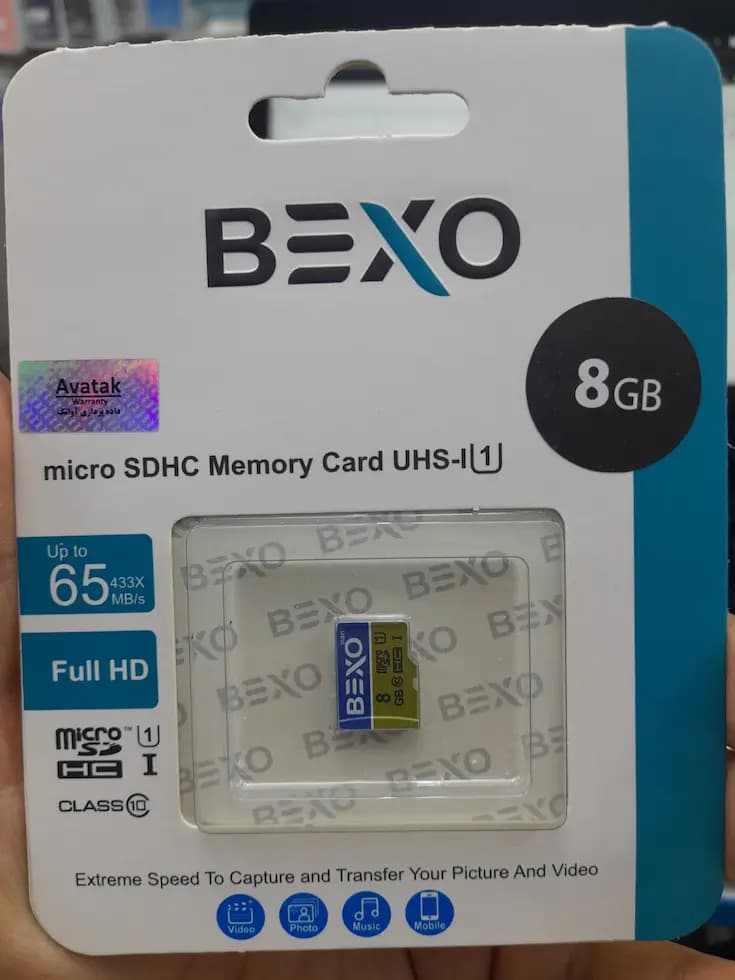 کارت حافظه ۸ گیگ Bexo کلاس ۱۰ (C10 U1) سرعت 65 مگابایت بر ثانیه 433X